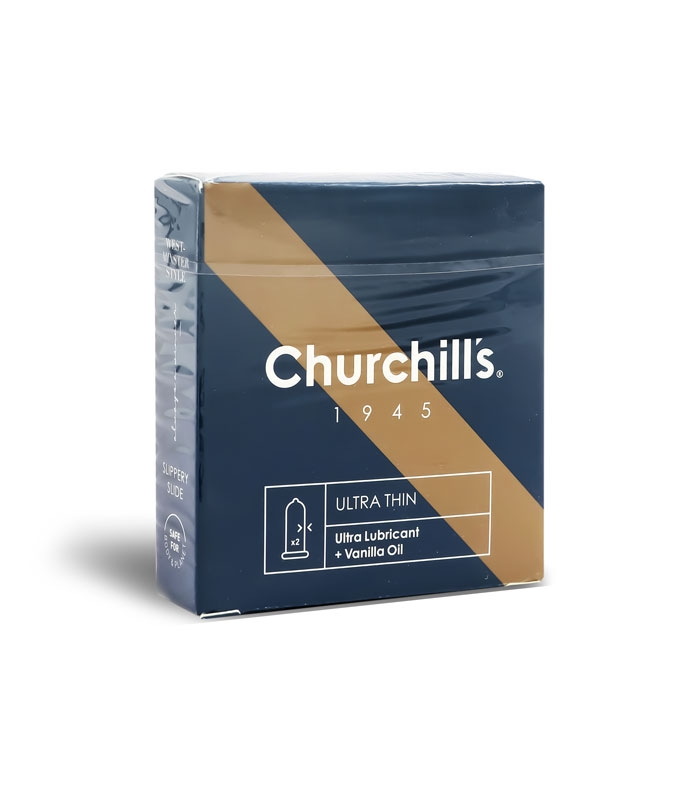 کاندوم فوق العاده نازک دابل روان کننده وانیل چرچیلز Churchills بسته 3 عددی