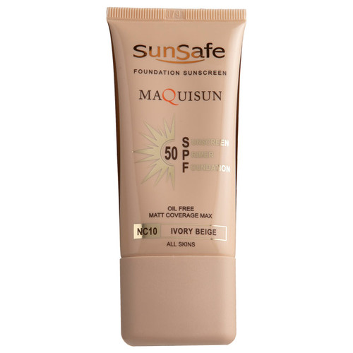 کرم ضد آفتاب SPF50 کرم پودری و پرایمری NC10 بژ عاجی -سان سیف