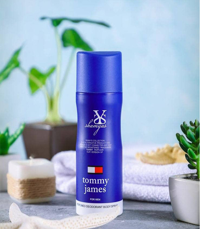 اسپری خوشبوکننده بدن مردانه شمیاس مدل تامی جینز